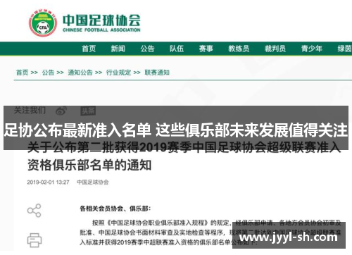 足协公布最新准入名单 这些俱乐部未来发展值得关注